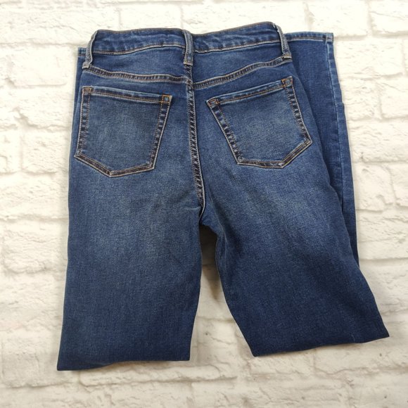 Forever 21 womens jeans high rise distressed rip skinny jeans blue denim sz 24 - Picture 5 of 7